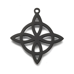 Черный Ионное покрытие (ip) 304 подвески из нержавеющей стали, лазерная резка, ведьмы узел викканский символ очарование, чёрные, 27x25x1 мм, отверстие : 1.4 мм