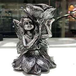 Серый Алиса фея смола скульптура пьедестал украшения, держатель хрустального шара, для домашнего офисного стола, серые, 84x66x99 мм