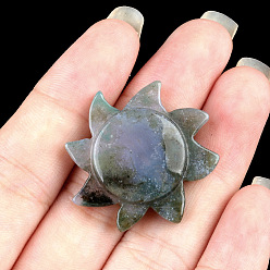 (RRHB277) Кристалл на подкладке из медово-бежевого цвета Резные фигурки из натурального индийского агата, для украшения рабочего стола домашнего офиса, солнце, 28 мм