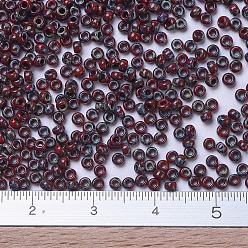 (RR4521) Opaque Dark Red Picasso MIYUKI Round Rocailles Beads, Japanese Seed Beads, (RR4521) Opaque Dark Red Picasso, 11/0, 2x1.3mm, Hole: 0.8mm, about 1100pcs/bottle, 10g/bottle