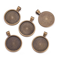 Antique Bronze Metal Alloy Pendant Cabochon Settings, Plain Edge Bezel Cups, DIY Findings for Jewelry Making, Antique Bronze, Cadmium Free & Lead Free, Tray: 24.5mm, 37x28x6.5mm, Hole: 6x4mm