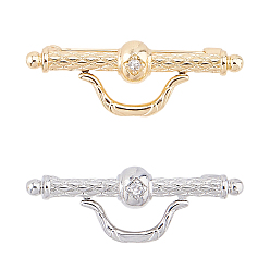 Real Gold Plated & Real Platinum Plated 2шт. 2 цветные булавки из сплава для одежды для килта, с кубического циркония, настоящее золото и платина, 12.5x35.5 мм, 1 шт / цвет