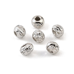 Platinum Brass Beads, Faceted, Round, Rack Plating, Long-Lasting Plated, Cadmium Free & Lead Free, Platinum, 4x3mm, Hole: 1.4mm