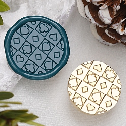 Playing Theme Текстура тема круглая латунная головка штампа, для сургучной печати, изготовление свадебных приглашений, золотые, игровая тема, 25x14.5 мм, внутренний диаметр: 6.5 мм