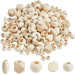 Желтая Старая Ткань  5 стили необработанных деревянных бусин, натуральные деревянные бусы, старое кружево, 12~20x10~20 мм, отверстие : 2~10 мм