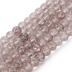 Розово-Коричневый Стеклянные бусины кракле, окрашенная и подогревом, круглые, розово-коричневый, 4 мм, отверстие : 0.8 мм, около 98~100 шт / нитка, 15.35 дюйм (39 см)