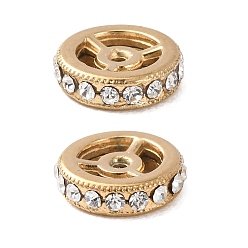 Кристалл 304 бисер из нержавеющей стали, плоско-круглые, реальный 14 k позолоченный, кристалл, 9.5x2.5 мм, отверстие : 1 мм
