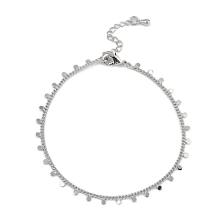 Плоский Круглый Латунные браслеты с покрытием для женщин, платина, долговечный, без свинца и без кадмия, плоско-круглые, 7-1/4 дюйм (18.4 см)