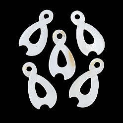 Seashell Color Natural Freshwater Shell Pendants, Teardrop Charms, Seashell Color, 44~44.5x22.5x2.5mm, Hole: 4.5mm