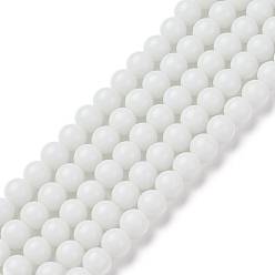 White Glass Beads Strands, Round, White, 8mm, Hole: 1mm, about 40pcs/strand, 11 inch~12 inch
