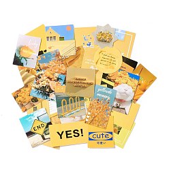 Mixed Patterns Waterproof Self Adhesive Paper Stickers, for Suitcase, Skateboard, Refrigerator, Helmet, Mobile Phone Shell, Yellow, Mixed Patterns, 30~59.5x30~41x0.2mm, about 65pcs/bag