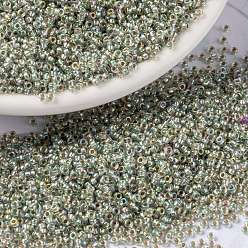 (RR3193) Silverlined Pale Moss Green AB MIYUKI Round Rocailles Beads, Japanese Seed Beads, (RR3193) Silverlined Pale Moss Green AB, 15/0, 1.5mm, Hole: 0.7mm, about 27777pcs/50g