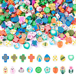 (52) Непрозрачная лаванда Пасхальные темы бусины из полимерной глины ручной работы, разноцветные, 9~12x4.5~10x4~5 мм, отверстие : 1.2~1.8 мм, 200 шт / комплект