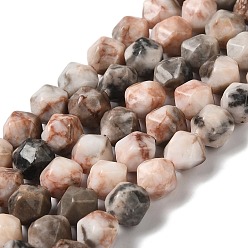 Natural Agate Natural Pink Agate Beads Strands, Star Cut Round Beads, Faceted, 8x7.5x7mm, Hole: 1.2mm, about 44pcs/strand, 14.33''(36.4cm)