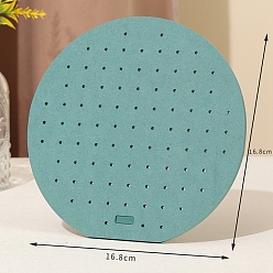 Средний Аквамарин Бархатные стойки для сережек, дисплей ювелирных изделий стойки, с деревом, круглые, средний аквамарин, 16.8x16.8 см