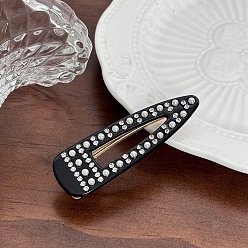 Черный Заколки для волос из ацетата целлюлозы, с искусственным жемчугом и стразами, аксессуары для волос для женщин и девочек, слеза, чёрные, 70 мм