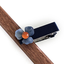 Прусский Синий Заколки для волос из пластика с литой кожей аллигатора, цветок, для женщин или девочек, берлинская лазурь, 25x60 мм