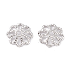 Платина Латунные многолепестковые колпачки для бусинок, долговечный, цветок, Реальная платина, 8x1.2 мм, отверстие : 1 мм