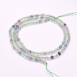 Fluorite Natural Fluorite Beads Strands, Faceted, Round, 2mm, Hole: 0.5mm, about 223pcs/strand, 15.5 inch(39.5cm)