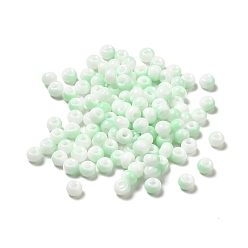 Light Green 6/0 Opaque Glass Seed Beads, Round Hole, Rondelle, Light Green, 4~4.5x3~4mm, Hole: 0.8~1.5mm