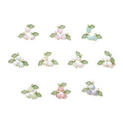 Золотой 30шт 10 цвета хрустальные стеклянные подвески, круглые, с акриловым листом и латунной петлей, золотые, 11.5x11.5x6.5 мм, отверстие : 1.8 мм, 10 шт / цвет