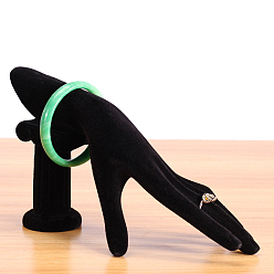 Черный Витрины для бархатных ювелирных изделий ручной работы, подставка для ювелирных изделий для хранения колец и браслетов, чёрные, 10x23 см