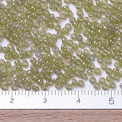 (RR2374) Transparent Olive Luster MIYUKI Round Rocailles Beads, Japanese Seed Beads, 11/0, (RR2374) Transparent Olive Luster, 2x1.3mm, Hole: 0.8mm, about 5500pcs/50g