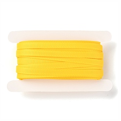 Yellow Polyester Grosgrain Ribbon,  for DIY Handmade Craft, Gift Decoration, Yellow, 1/4 inch(5mm), about 10.93 yards (10m)/card