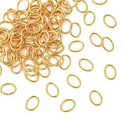 Real 18K Gold Plated SHEGRACE Brass Closed Jump Rings, Oval, Cadmium Free & Lead Free & Nickel Free, Real 18K Gold Plated, 6.5x8.5x1mm, Inner Diameter: 4.5x6.5mm, 18 Gauge