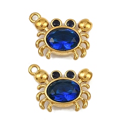 Краб 304 из нержавеющей стали амулеты горный хрусталь, без свинца, без кадмии и без никеля, ионное покрытие (ip), реальный 18 k позолоченный, краб, 11x14x4.5 мм, отверстие : 1.2 мм