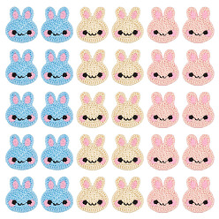 Розовый 30 шт. 3 цвета пряжи кролика вязаные аппликации, Ткань для компьютерной вышивки из полиэстера, аксессуары для пришивания украшений, туманная роза, 41x33x2.5 мм, 10 шт / цвет