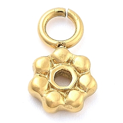 Настоящее золото 14K Ионное покрытие (ip) 304 брелоки из нержавеющей стали, цветочный шарм, реальный 14 k позолоченный, 9.5x6x1.5 мм, отверстие : 2.5 мм