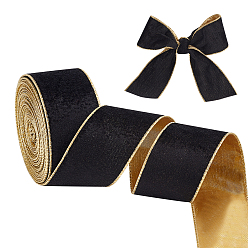 Or 10 mètres de rubans en polyester et coton, accessoires du vêtement, pour la décoration de bouquets, fabrication de nœud papillon, or, 2-1/2 pouces (65 mm)