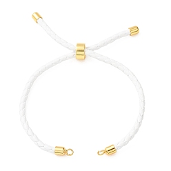 Blanc Fabrication de bracelets en cordon de cuir tressé en microfibre ronde ajustable, avec les accessoires en laiton, convient aux breloques de connecteur, blanc, 9.13x0.12 pouce (23.2x0.3 cm), Trou: 2mm