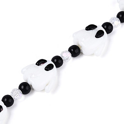 Ghost Тематика хэллоуина бусины ручной работы лэмпворк нити, со стеклянными и пластиковыми бусинами ccb, призрак, 17~18x19~20x9~10 мм, отверстие : 1~1.4 мм, около 5 шт / нитка, 7.09 дюйм (18 см)