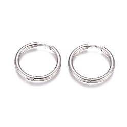 Stainless Steel Color 304 Stainless Steel Huggie Hoop Earrings, with 316 Surgical Stainless Steel Pin, Ring, Stainless Steel Color, 23x2.5mm, 10 Gauge, Pin: 0.9mm