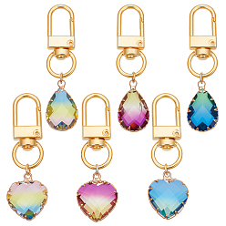(52) Непрозрачная лаванда 6 шт. 6 стили сердце/капля k9 стеклянная имитация турмалина подвески украшения, с сплава шарнирного когтя омара застежками, разноцветные, 53 мм, 1 шт / стиль
