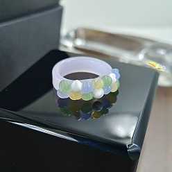 Blanco Anillos de dedo del lampwork hecho a mano, rondo, blanco, tamaño de EE. UU. 6 1/2 (16.9 mm)