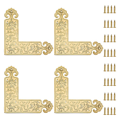 Золотой 4шт. латунный защитный уголок для корпусной мебели, с 32шт. железный винт, золотые, 90x90x1 мм