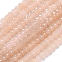Персиковый Слойка Натуральный Malaysia нефритовые бусы пряди, окрашенная и подогревом, рондель, розовые, 6~6.5x3.8~4.5 мм, отверстие : 0.9~1 мм, около 92~94 шт / нитка, 14.96''~15.35'' (38~39 см)