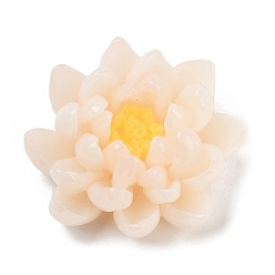 Бежевый Двухцветная непрозрачная смола декодирует кабошоны, 3d цветок лотоса, бежевые, 36x37x15 мм