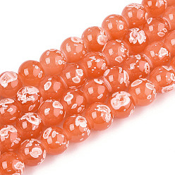Коралловый Выпечка краска бисер пряди, круглые, коралл, 8~8.5 мм, отверстие : 1~1.2 мм, около 105~106 шт / нитка, 30.71~31.10 дюйм (78~79 см)