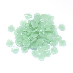 Medium Aquamarine Imitation Jade Glass Charms, Fish Shaped Petal, Medium Aquamarine, 16x14.5x2.5mm, Hole: 1mm