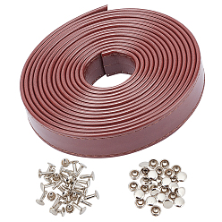 Кокосово-Коричневый Ремни сумки из искусственной кожи, плоский, грибы / купол, с железными декоративными заклепками, для одежды сумка обувь кожаная поделка, кокосового коричневый, 3000x15x2.5 мм