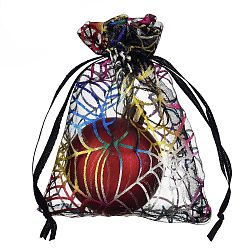 Spider Прямоугольные сумки из органзы на шнурке, пакеты для хранения конфет горячего тиснения, подарочный пакет на Хэллоуин, паук, 14x10 см