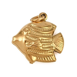 Fish Океан 304 подвески из нержавеющей стали, ионное покрытие (ip), реальный 18 k позолоченный, с целью перехода в кольце, рыба, 17.5x17x6.5 мм, отверстие : 3 мм
