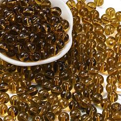 Темно-Золотистый Стеклянные бусины прозрачных цветов, круглые, темные золотарник, 8x7.5 мм, отверстие : 1.6 мм, Около 681 шт / фунт