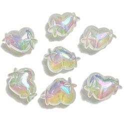 Светло-желтый 10 шт. светящиеся акриловые бусины с УФ-покрытием, светится в темноте, сердце, светло-желтый, 14x20 мм