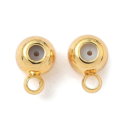 Настоящее золото 18K Поручни из латунной трубки, с резиновой заглушкой, круглые, стойки покрытие, без никеля , реальный 18 k позолоченный, 5.5x4x3.5 мм, отверстие : 1.2 мм