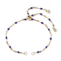 Синий 304 изготовление браслетов-слайдеров из нержавеющей стали с эмалированным покрытием, синие, 10.24~10.63 дюйм (26~27 см), отверстие : 2.8 мм